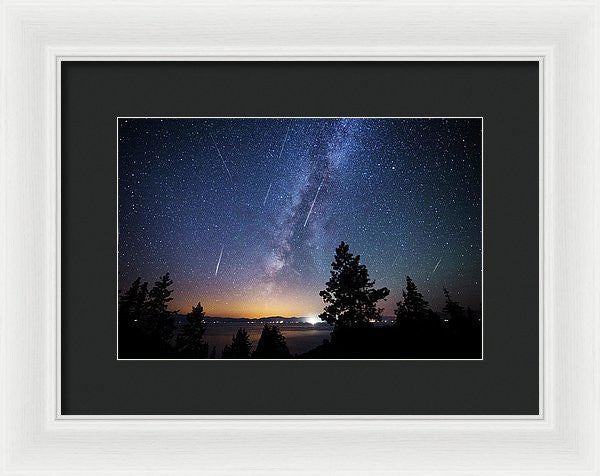Perseid Meteor Shower From Tahoe - Framed Print