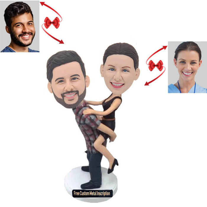 Piggyback Couple Custom Bobbleheads
