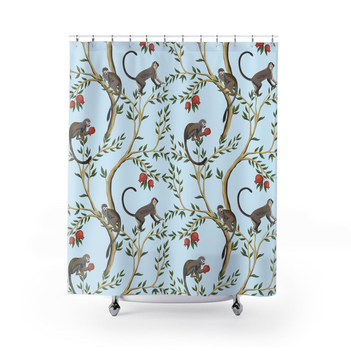 Playful Pomegranate Monkeys Shower Curtain