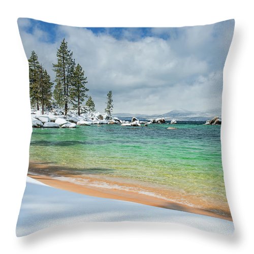 Pristine Shores By Brad Scott - Throw Pillow-Lake Tahoe Prints