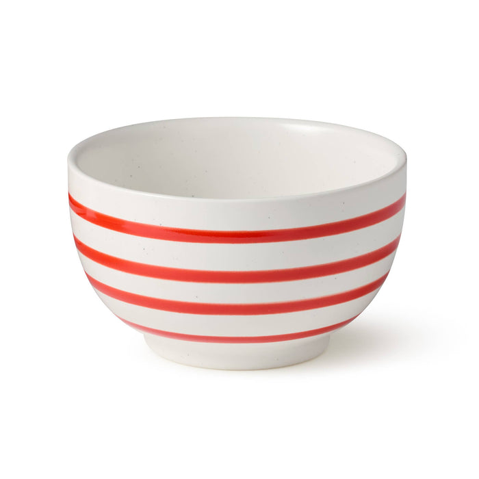Red Striped Stoneware Bowl