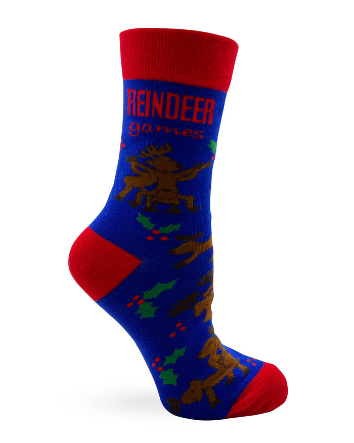 Naughty Reindeer Games Ladies Crew Socks