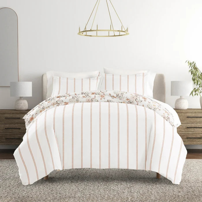 Reversible Sunset Garden Patterned Duvet Cover Set