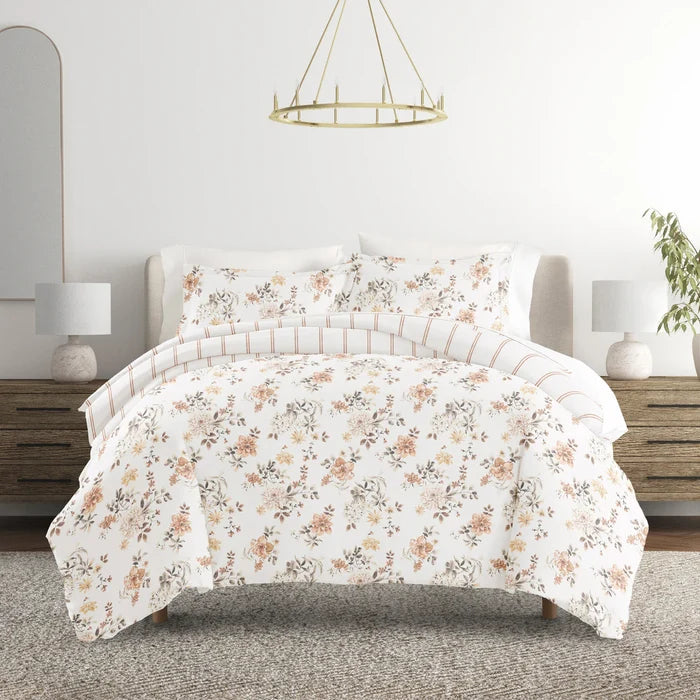 Reversible Sunset Garden Patterned Duvet Cover Set