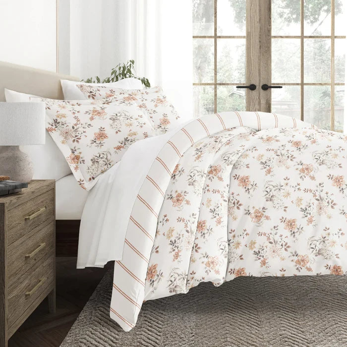Reversible Sunset Garden Patterned Duvet Cover Set