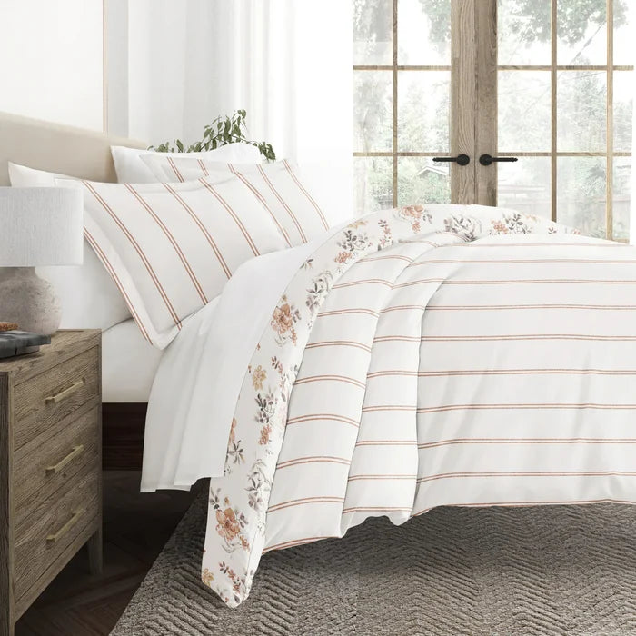 Reversible Sunset Garden Patterned Duvet Cover Set