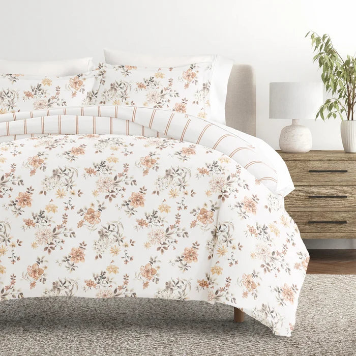 Reversible Sunset Garden Patterned Duvet Cover Set
