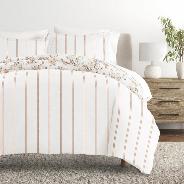 Reversible Sunset Garden Patterned Duvet Cover Set
