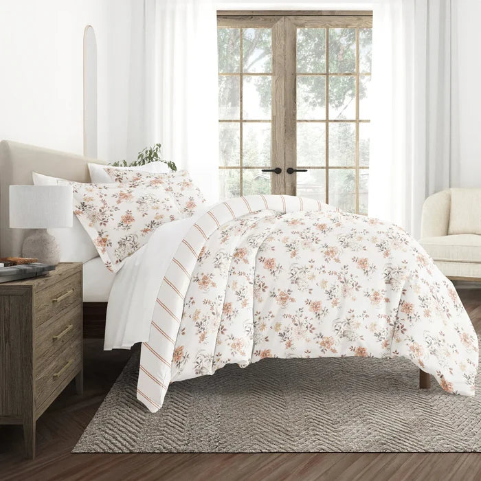 Reversible Sunset Garden Patterned Duvet Cover Set