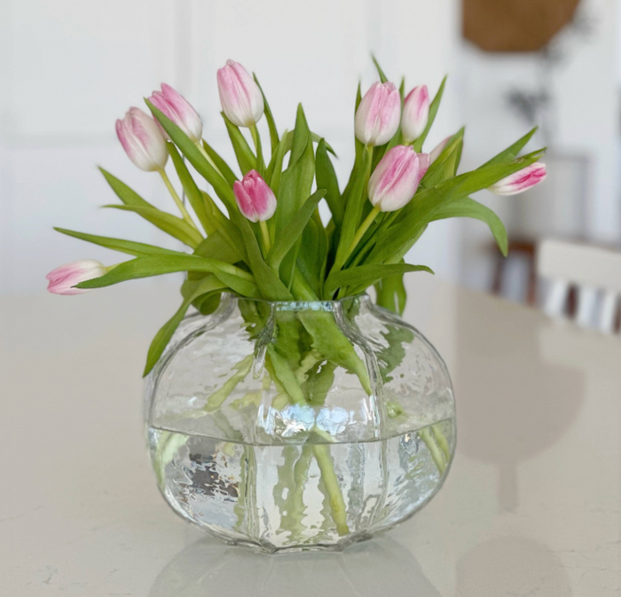 Round Clear Glass Vase, Large