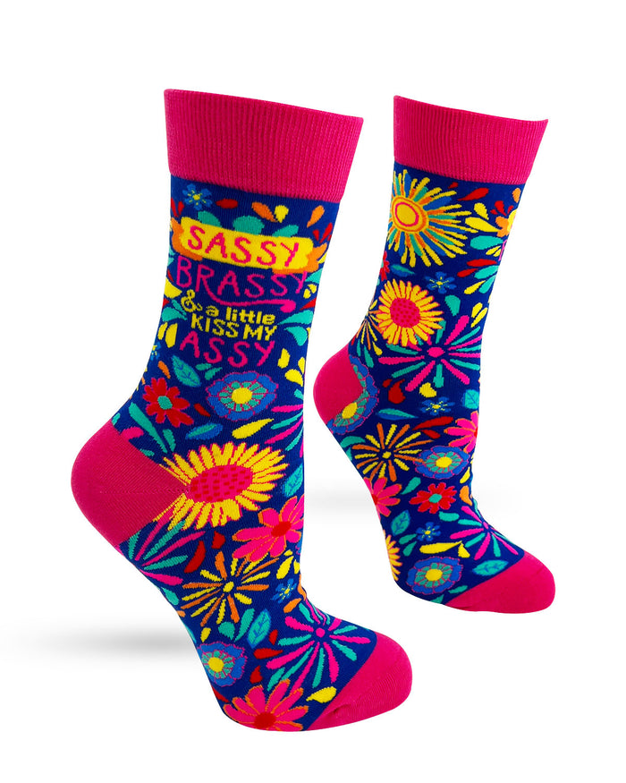 Sassy Brassy and a Little Kiss My Assy Women's Crew Socks