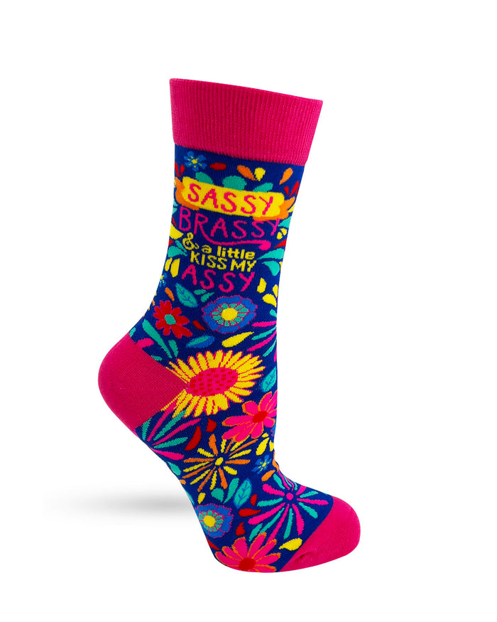 Sassy Brassy and a Little Kiss My Assy Women's Crew Socks