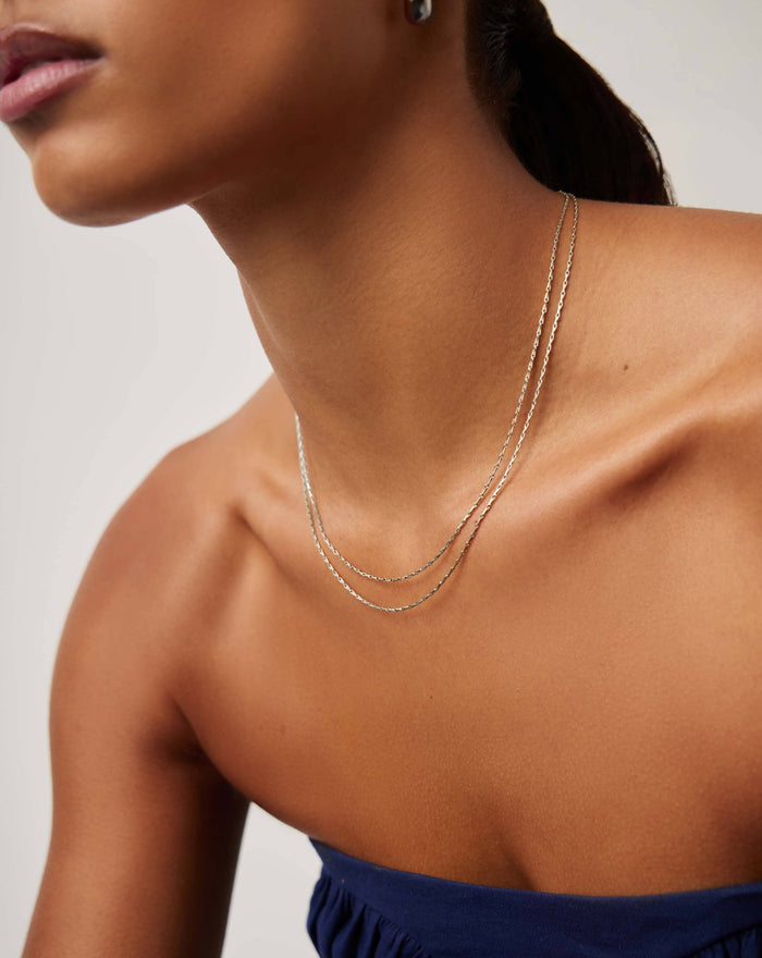 Savi Twisted Double Chain Necklace | Silver Plated Necklaces Missoma