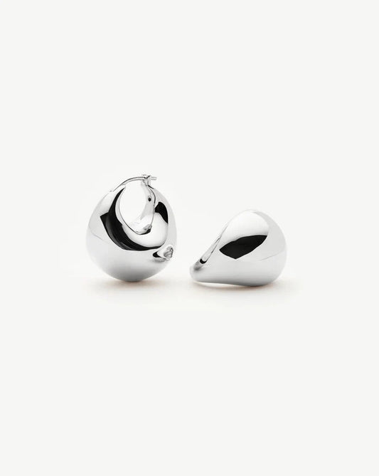Sculptural Chubby Dome Small Hoop Earrings | Silver Plated Earrings Missoma