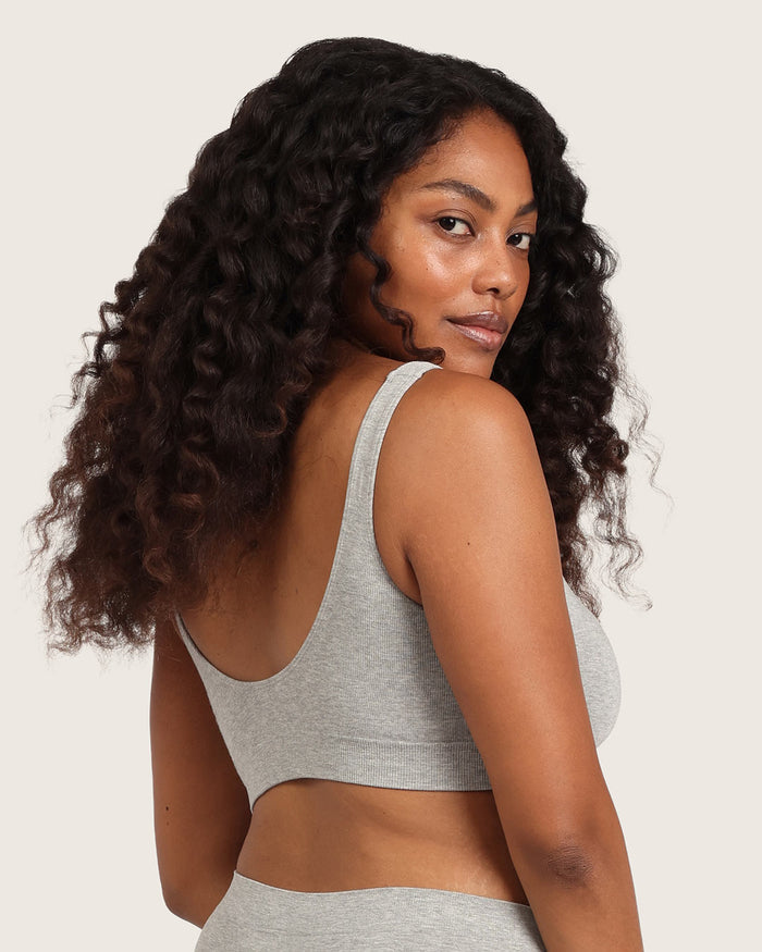 Seamfree Padded Crop Bra - Light Grey Marl