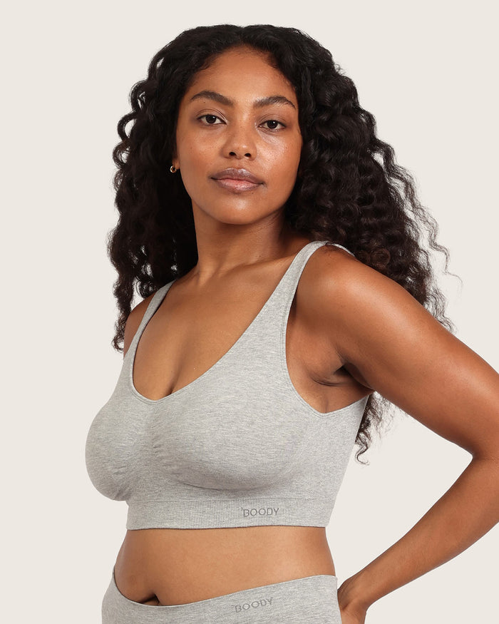 Seamfree Padded Crop Bra - Light Grey Marl