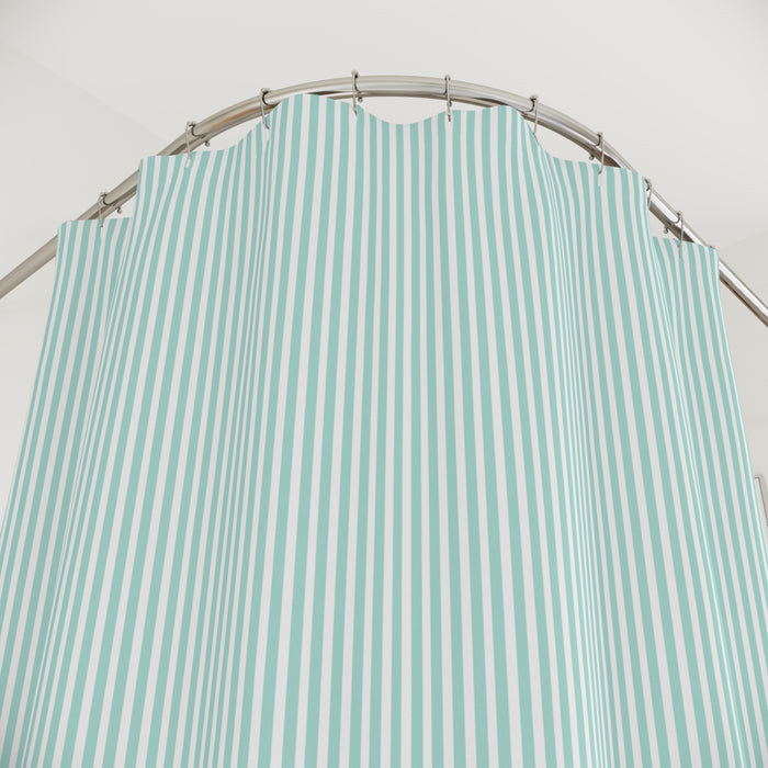 Seersucker Stripe Shower Curtain Aqua Mint & White
