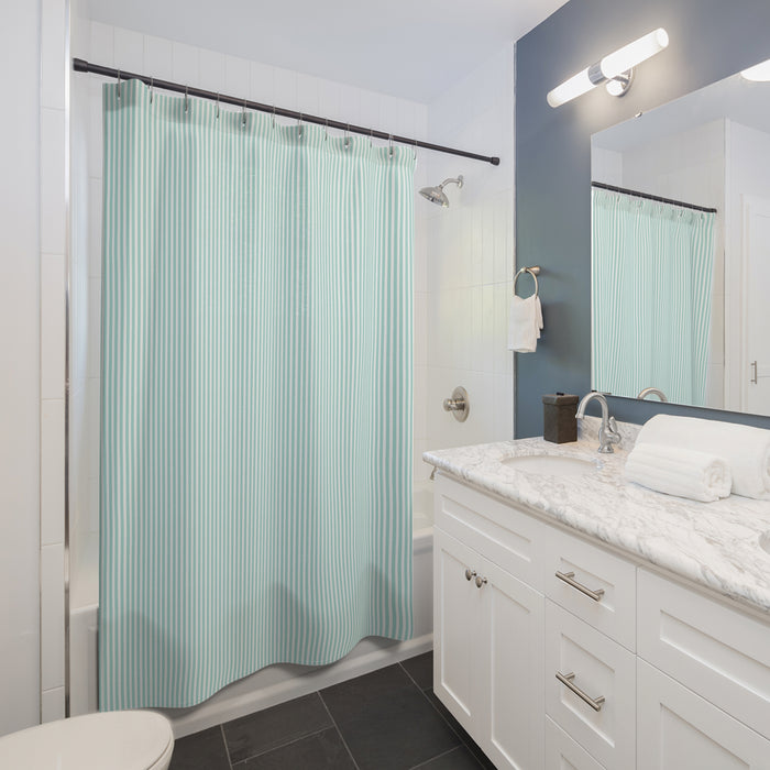 Seersucker Stripe Shower Curtain Aqua Mint & White