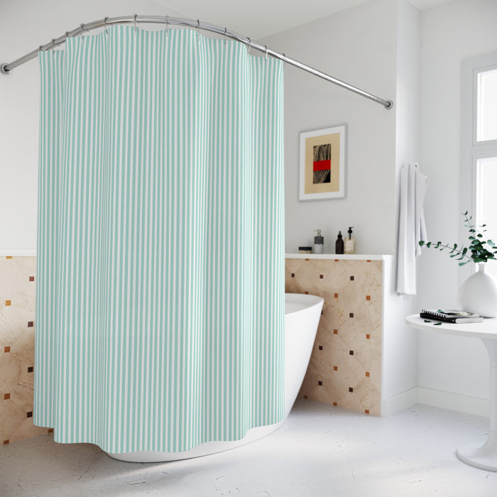Seersucker Stripe Shower Curtain Aqua Mint & White