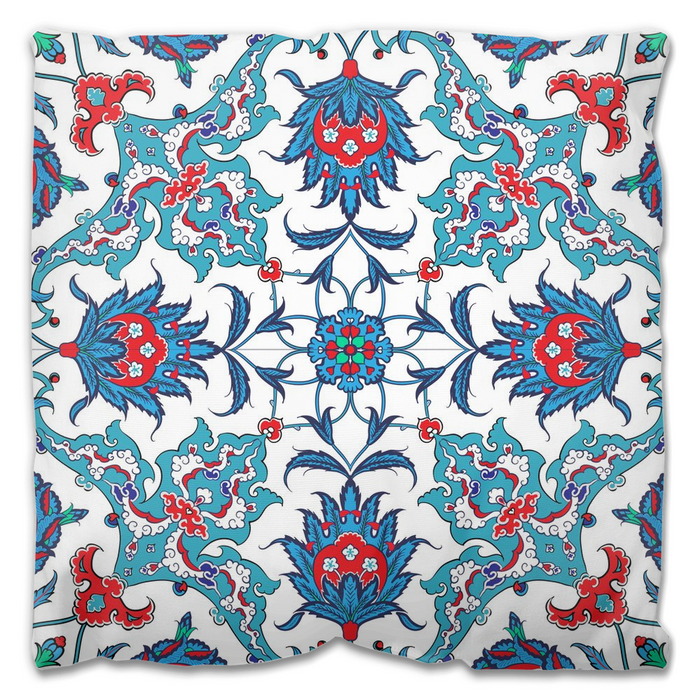 Sema Ottoman Outdoor Pillows Blue, Red & White
