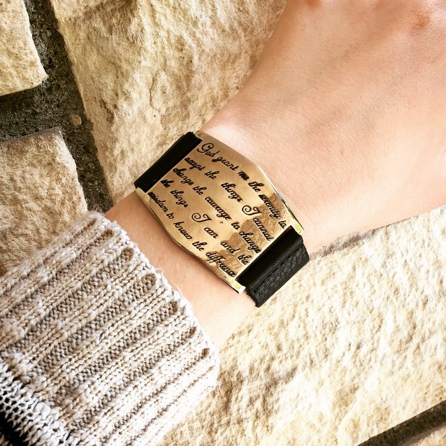 Serenity Prayer Cuff - GOLD/BROWN