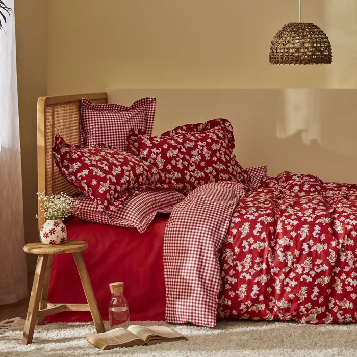 Set de literie Karaca Home Carlo 100% Coton Taille Double Rouge