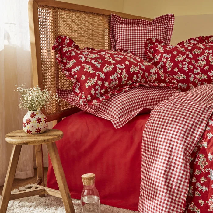 Set de literie Karaca Home Carlo 100% Coton Taille Double Rouge
