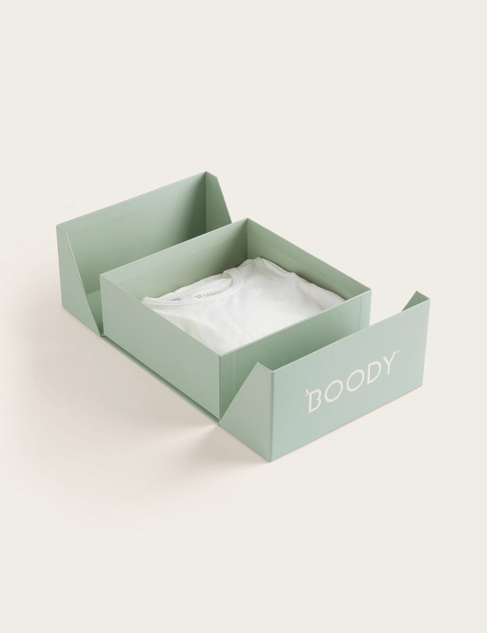 Set Giftbox - Baby Long Sleeve Bodysuit & Jersey Wrap - Natural White