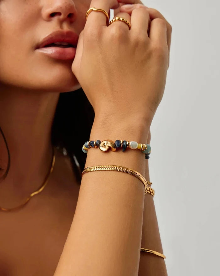 Shell Statement Multi Beaded Bracelet | 18k Gold Plated/Multi Gemstone Bracelets Missoma