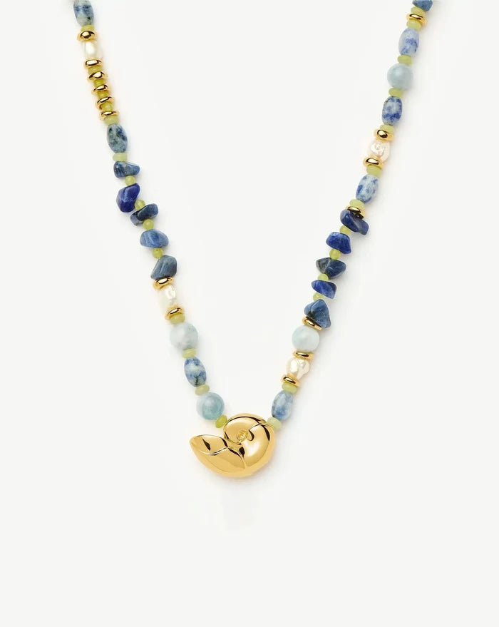Shell Statement Multi Beaded Necklace | 18k Gold Plated/Multi Gemstone Necklaces Missoma