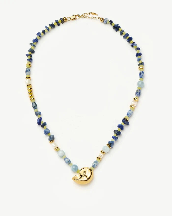 Shell Statement Multi Beaded Necklace | 18k Gold Plated/Multi Gemstone Necklaces Missoma