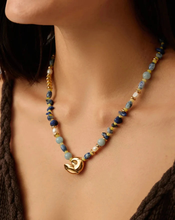 Shell Statement Multi Beaded Necklace | 18k Gold Plated/Multi Gemstone Necklaces Missoma