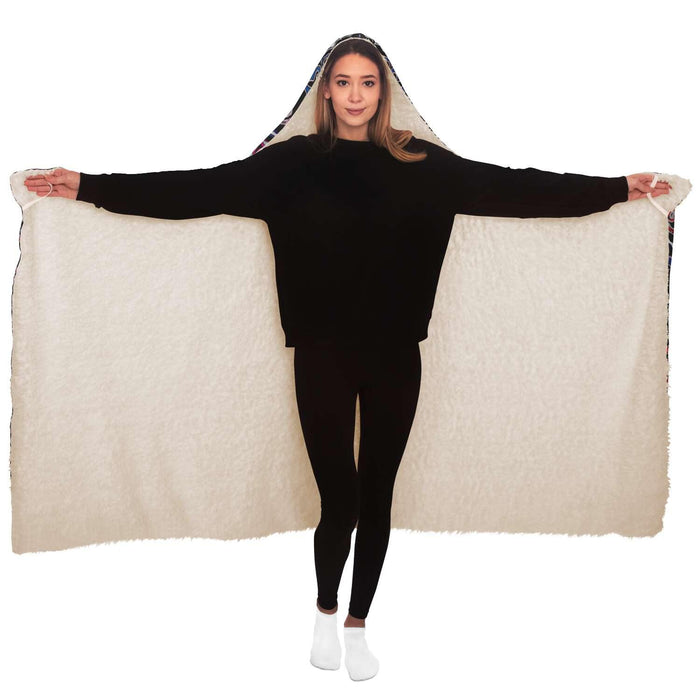 Sherpa Hooded Blanket, Miao Culture Antique, Traditional Design