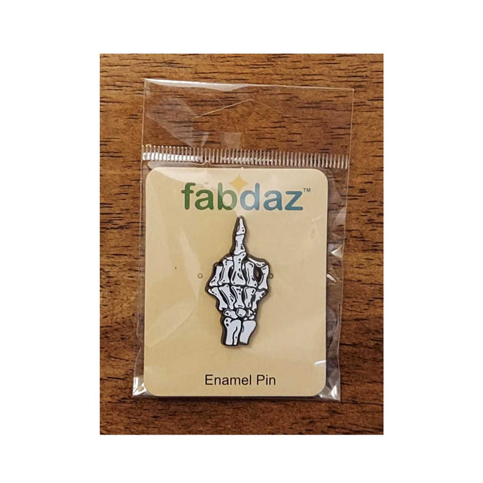 Skeleton Flip Off Metal Frame Enamel Pin