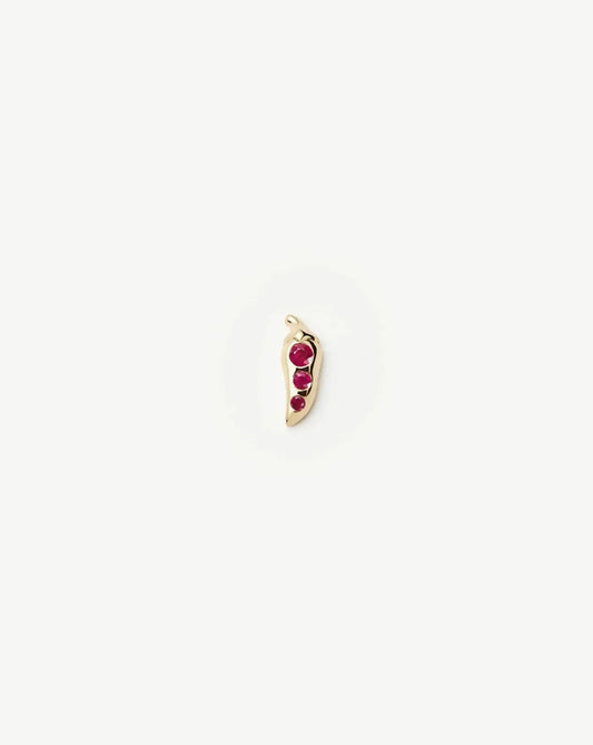 Fine Ruby Chilli Single Stud Earring | 14k Solid Gold/Ruby Earrings Missoma