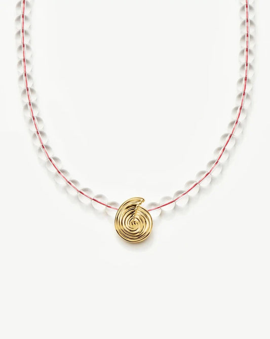 Spiral Gemstone Beaded Pendant Necklace | 18k Gold Plated/Clear Crystal Quartz Necklaces Missoma