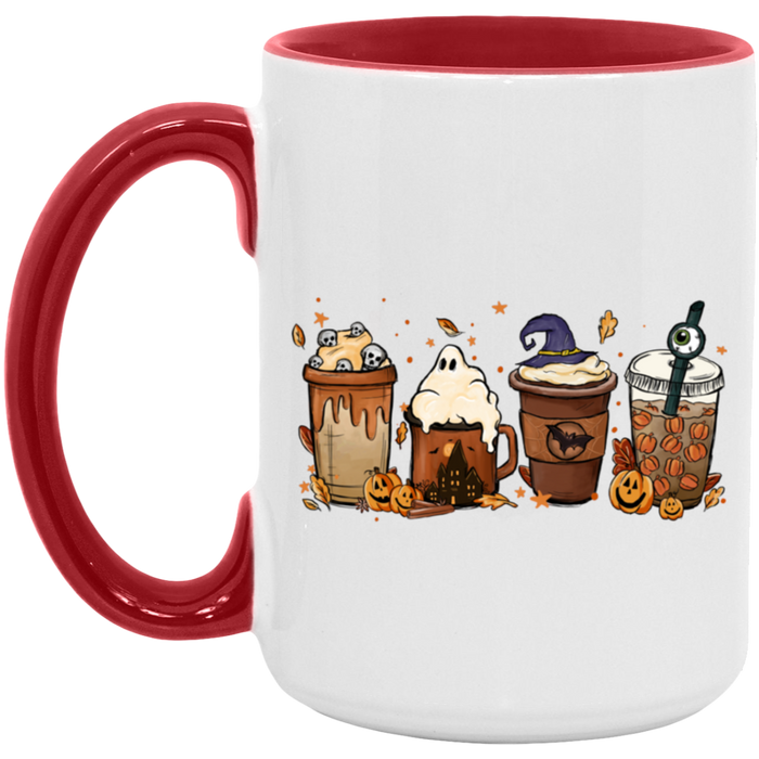 Spooky Drinks 15 oz ceramic coffee mug in White/Red