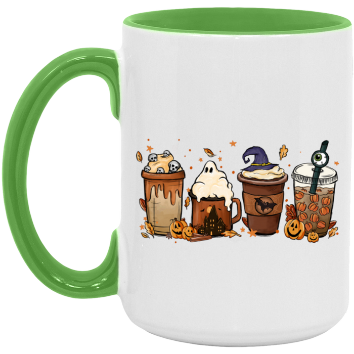 Spooky Drinks 15 oz ceramic coffee mug in White/Light Green