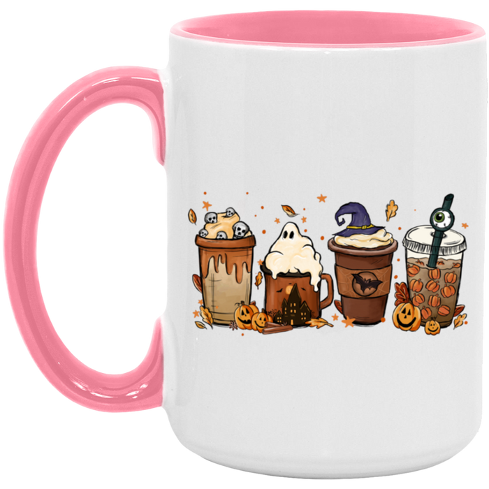 Spooky Drinks 15 oz ceramic coffee mug in White/Pink