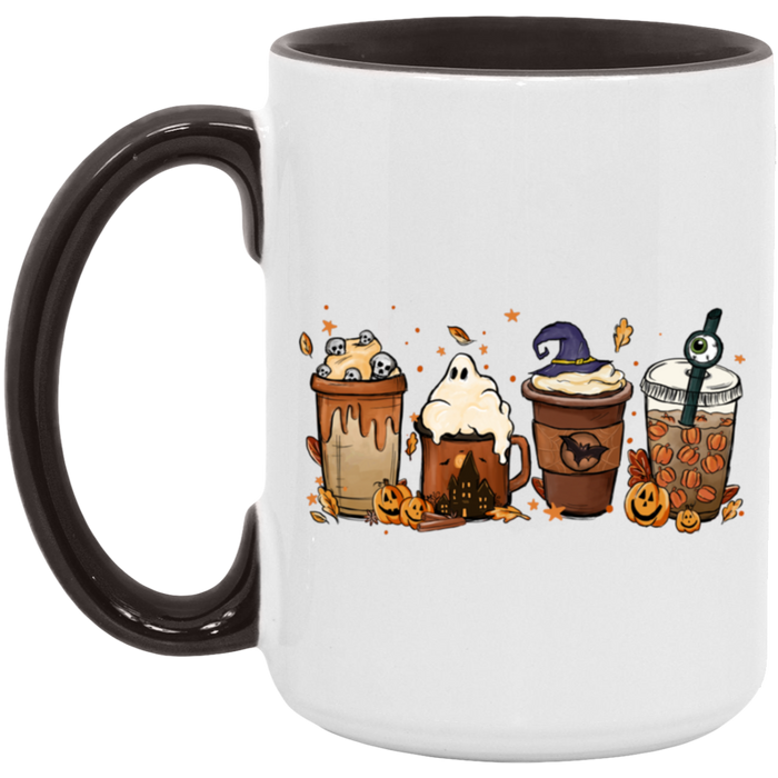 Spooky Drinks 15 oz ceramic coffee mug in White/Black