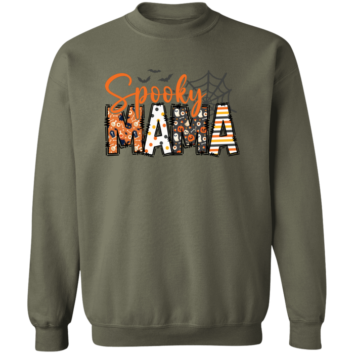 Spooky Mama crewneck sweatshirt in Military Green