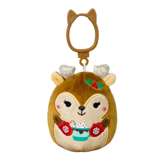 Squishmallow 3.5 Inch Darla the Deer with Cocoa Christmas Plush Clip