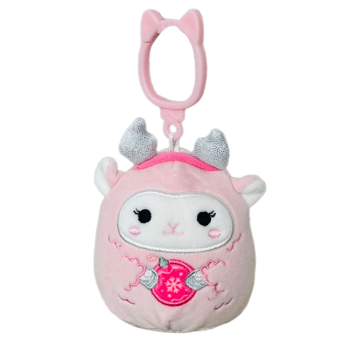Squishmallow 3.5 Inch Lala the Lamb with Ornament Christmas Plush Clip