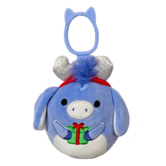 Squishmallow 3.5 Inch Milanda the Donkey with Present Christmas Plush Clip