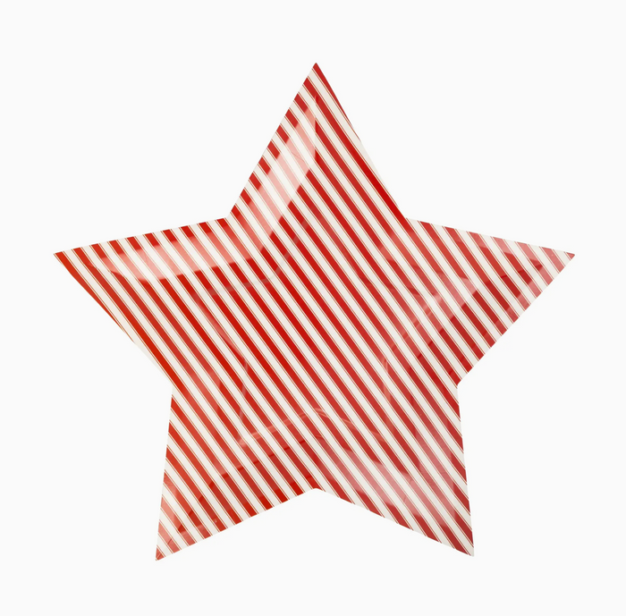 Striped Star Shaped Paper Plates, Set of 8