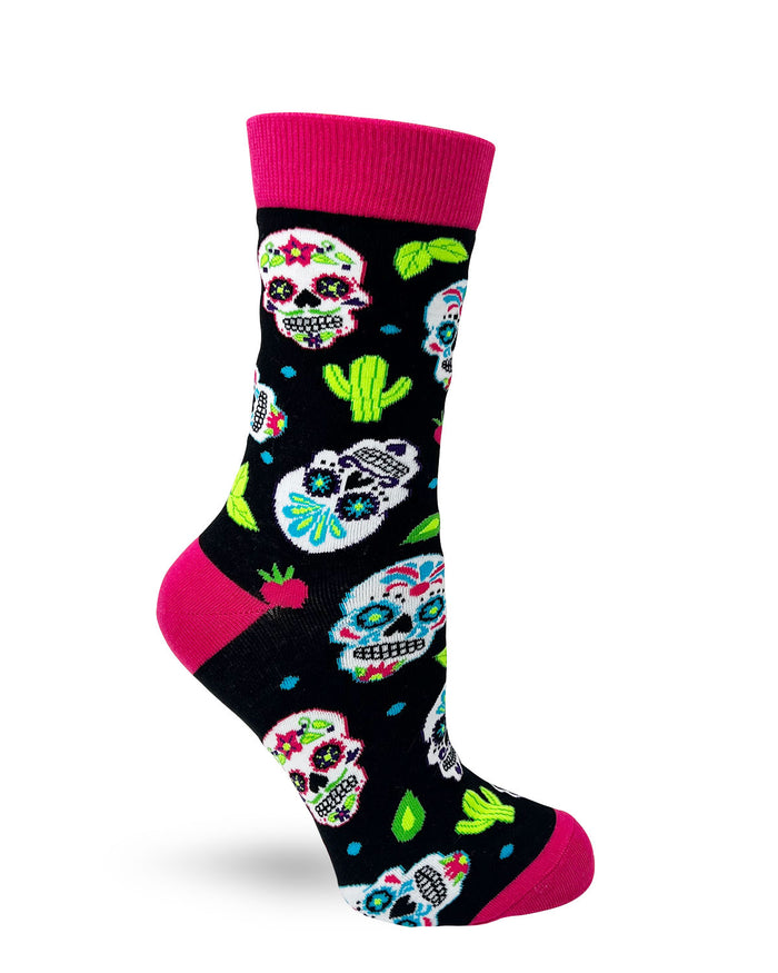 Sugar Skull Ladies Novelty Crew Socks