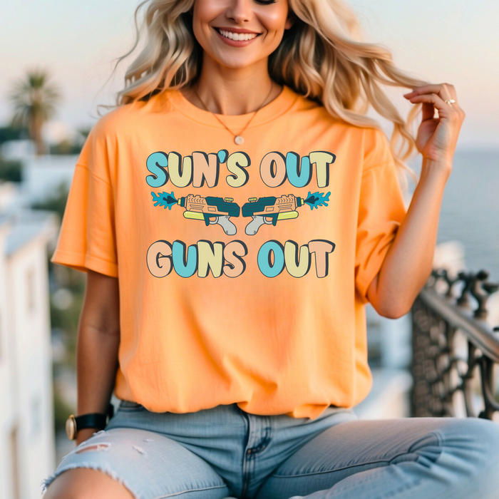 Sun's Out Guns Out Summer Pastels graphic t-shirt