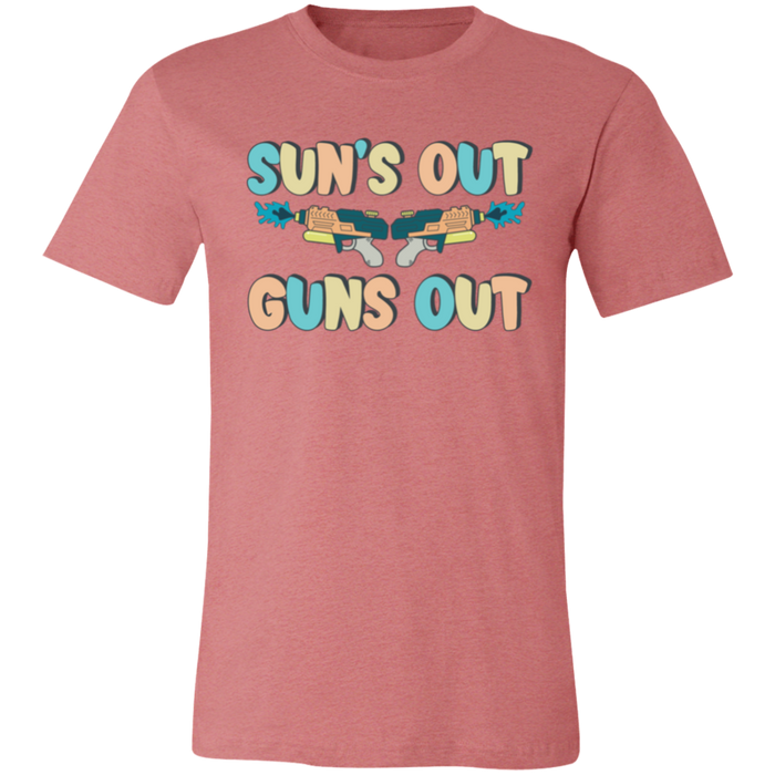 Sun's Out Guns Out Summer Pastels graphic t-shirt in Heather Mauve
