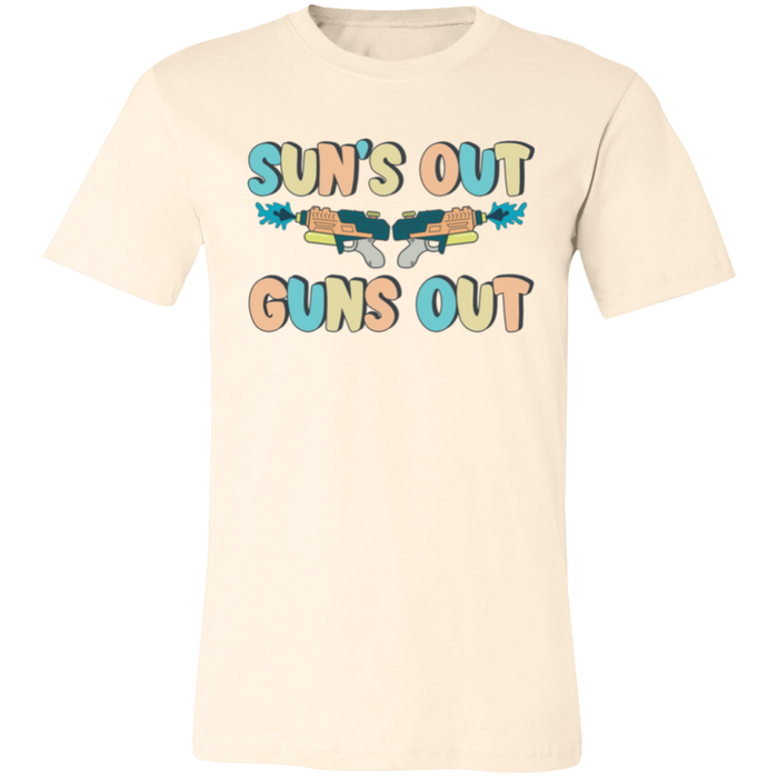 Sun's Out Guns Out Summer Pastels graphic t-shirt in Natural