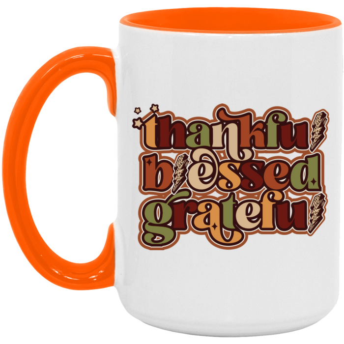 Thankful, Blessed, Grateful ceramic coffee mug